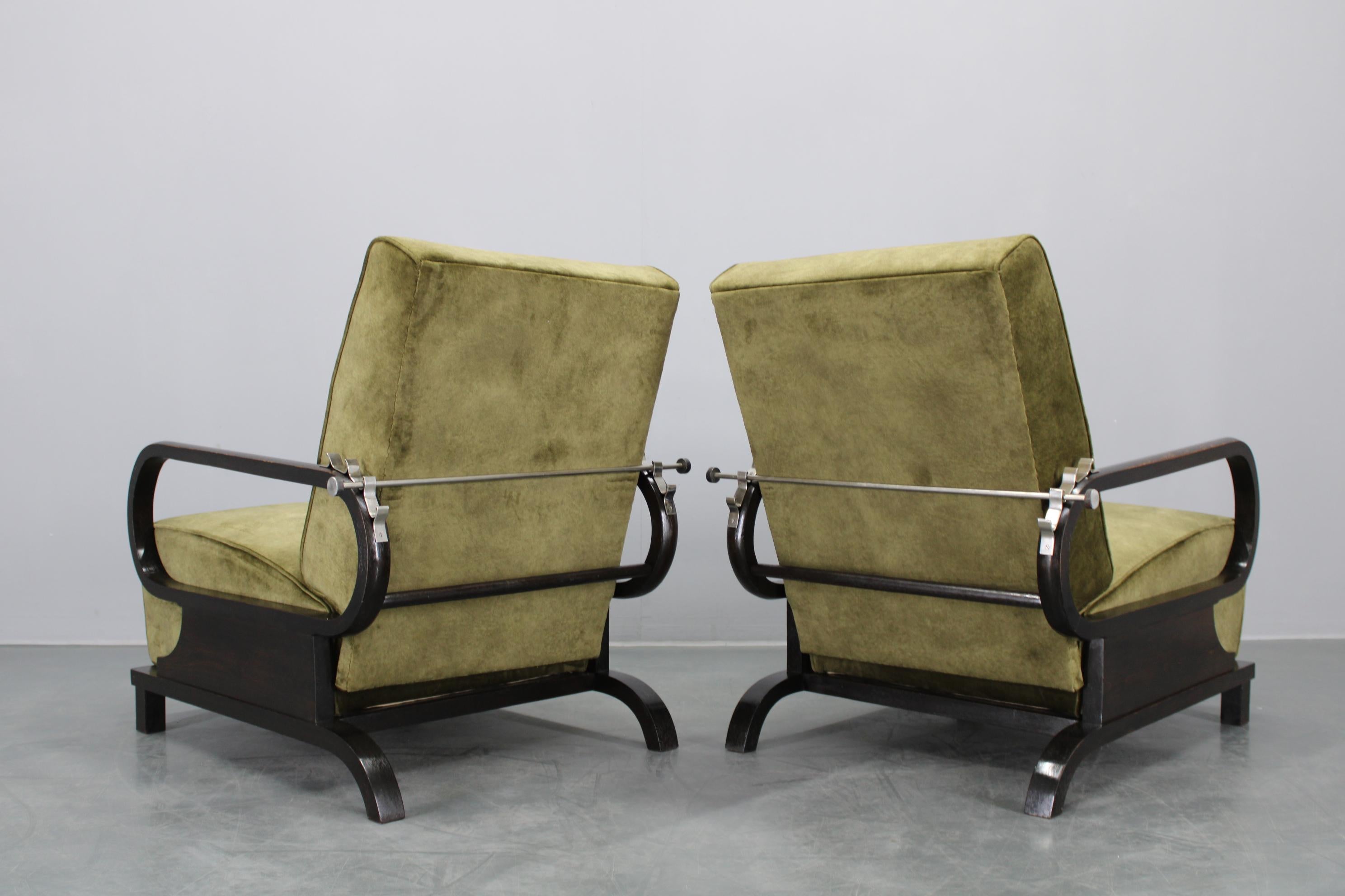 1930 Rare poltrone Art Deco regolabili restaurate, Cecoslovacchia in vendita 4