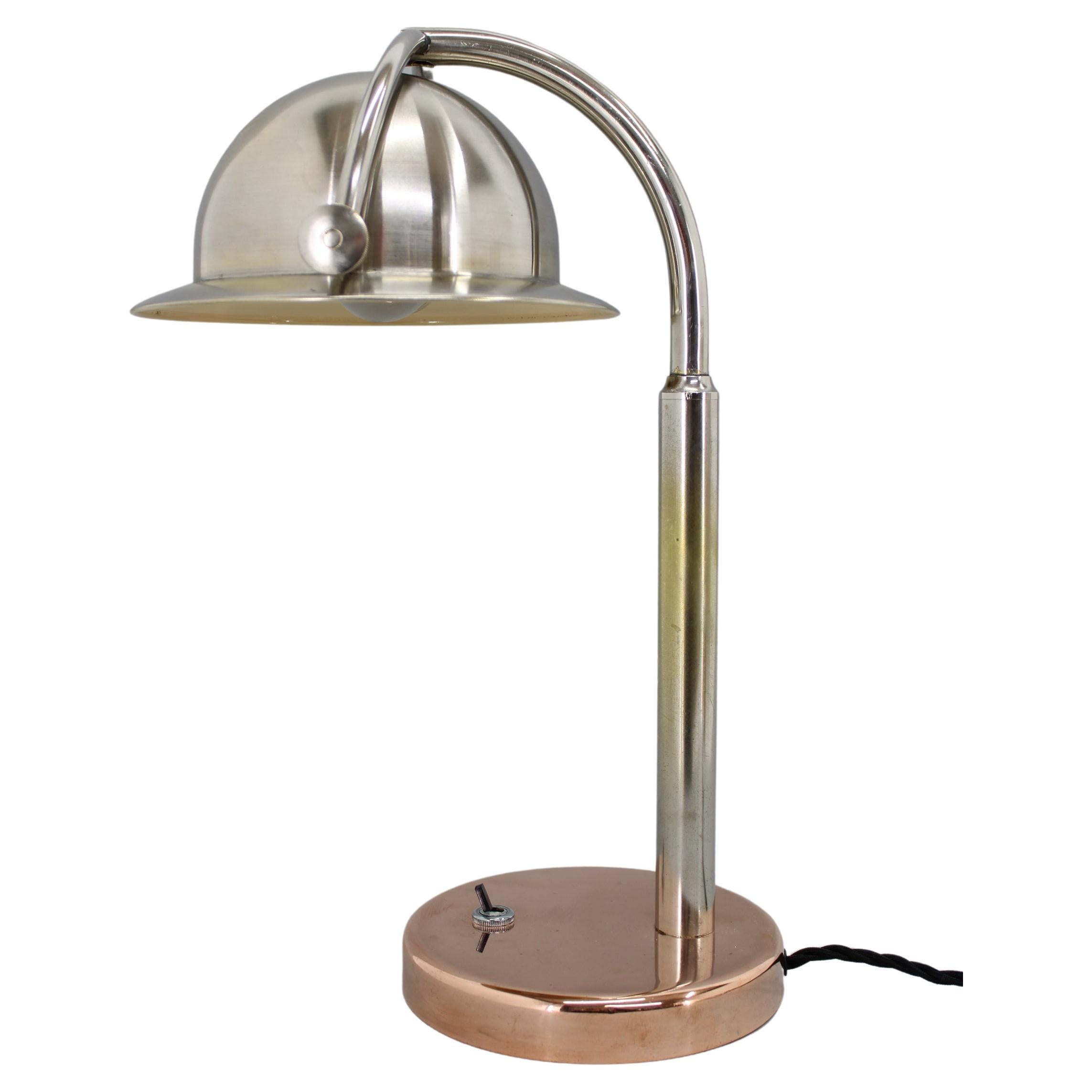 1930s Rare Restored Bauhaus Table Lamp, Czechoslovakia