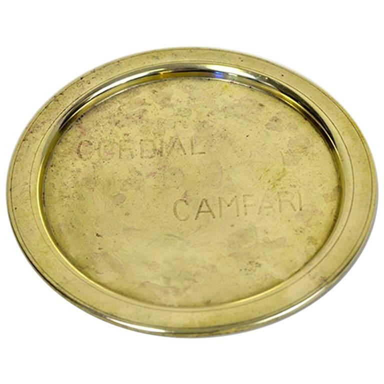 1930s Rare Vintage Italian Cordial Campari Brass Tray