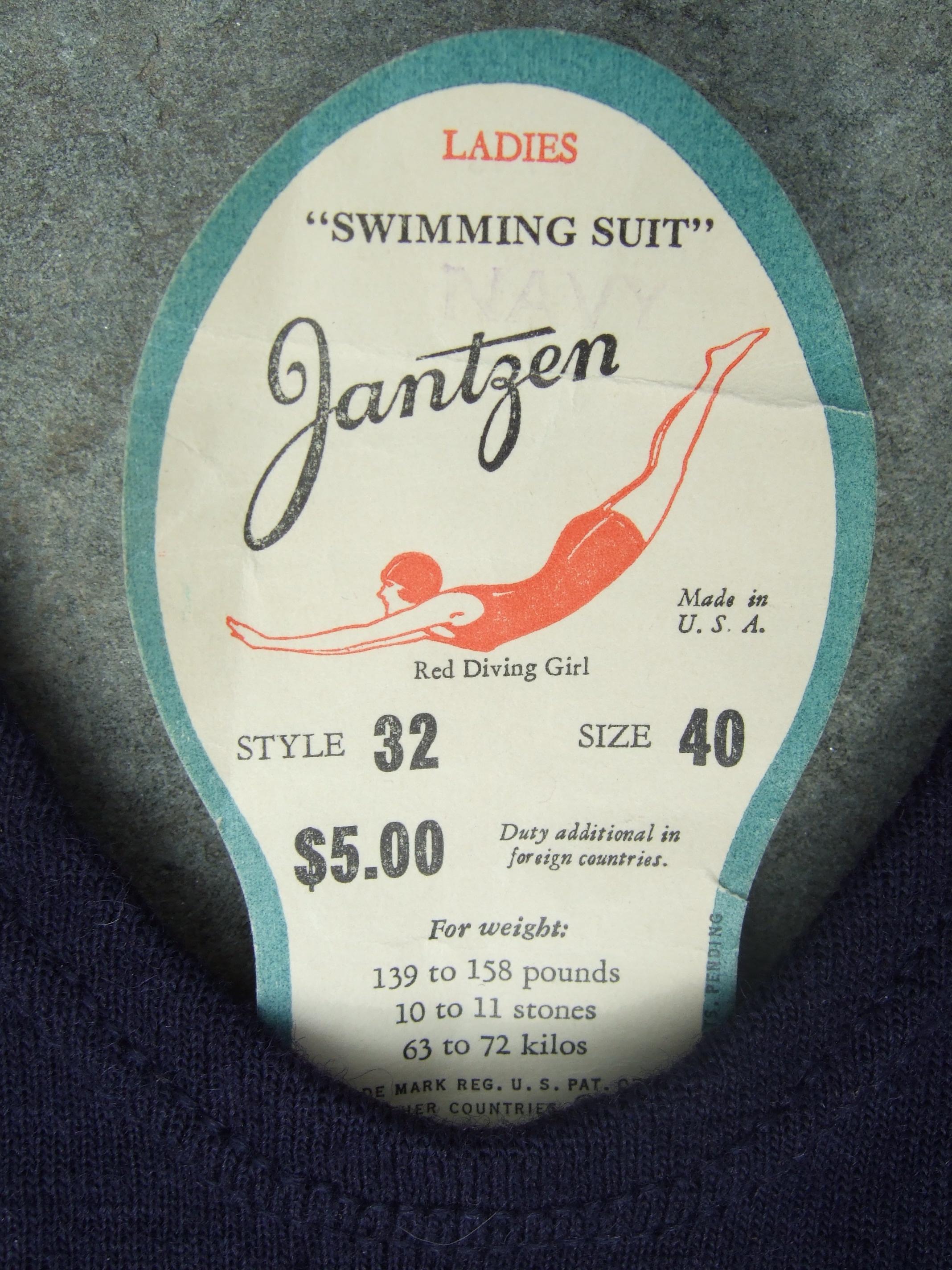 1930s Rare Women's Dark Blue Wool Bathing Suit Designed by Jansen New Vintage 3