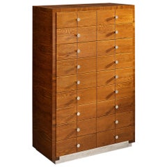 Commode rationaliste des années 1930 en chêne, noyer et métal