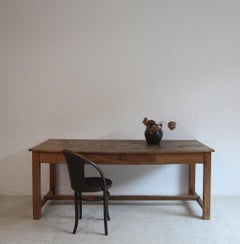 1930s Rectangular Oak Table with Original Patina