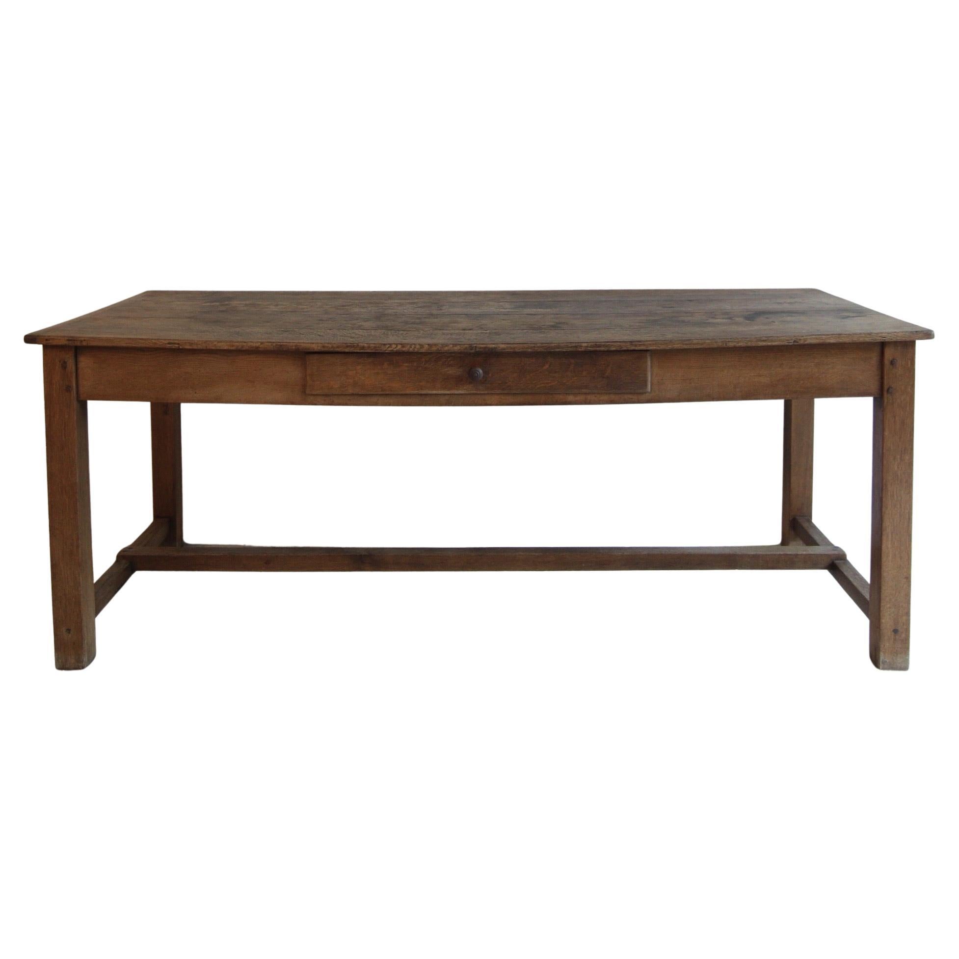 1930s Rectangular Oak Table with Original Patina