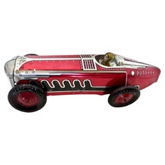 1930s Red and Silver Racing Car Wind-Up Toy, American Attribution