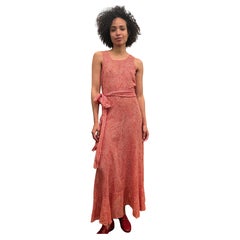 1930's Red Cotton Printed Dress with Belt