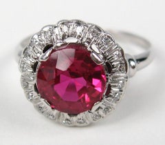 1930s Red Pate De Verre Diamond Ring