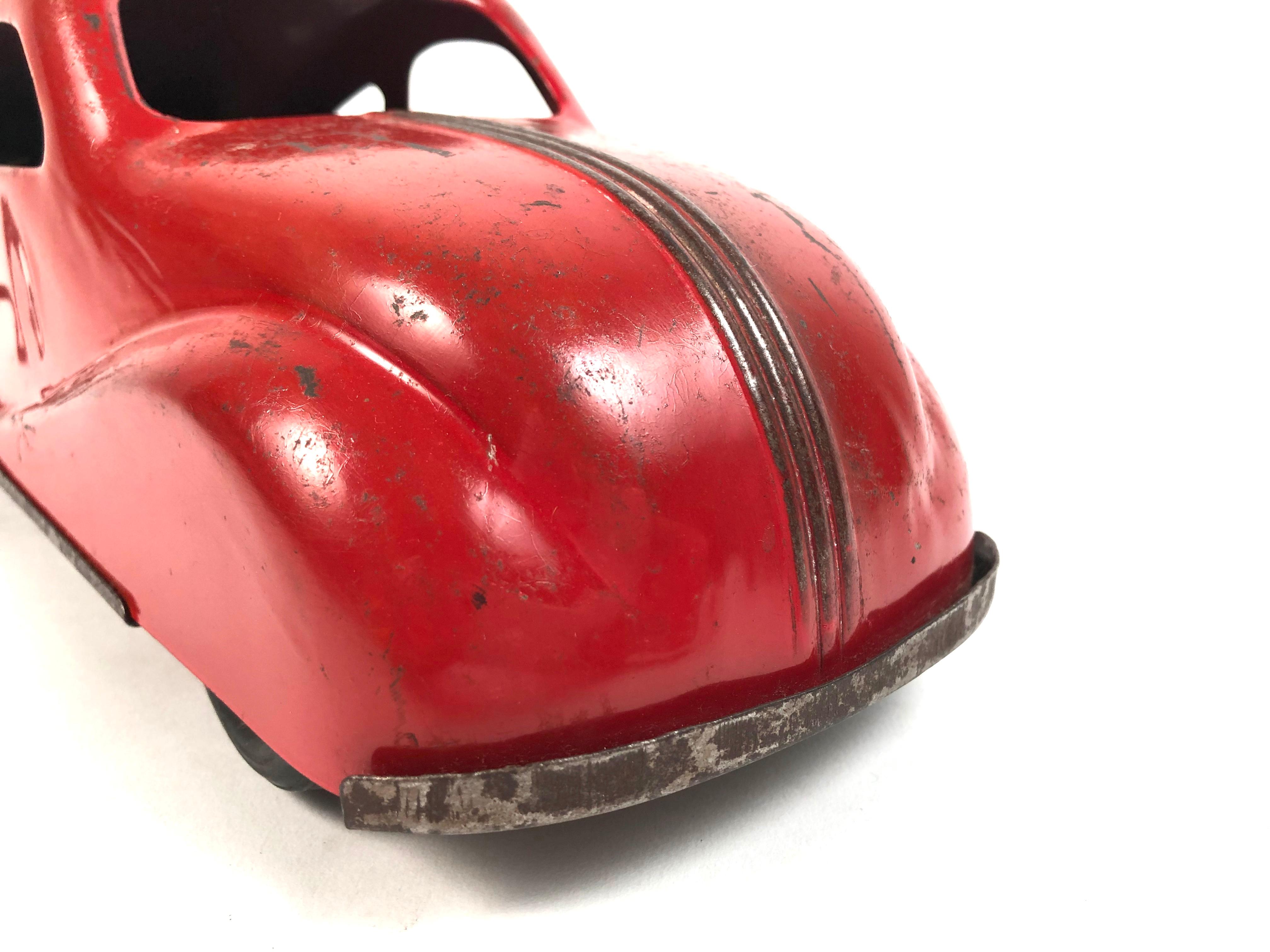 1930s Red Pressed Tin Toy Car 1