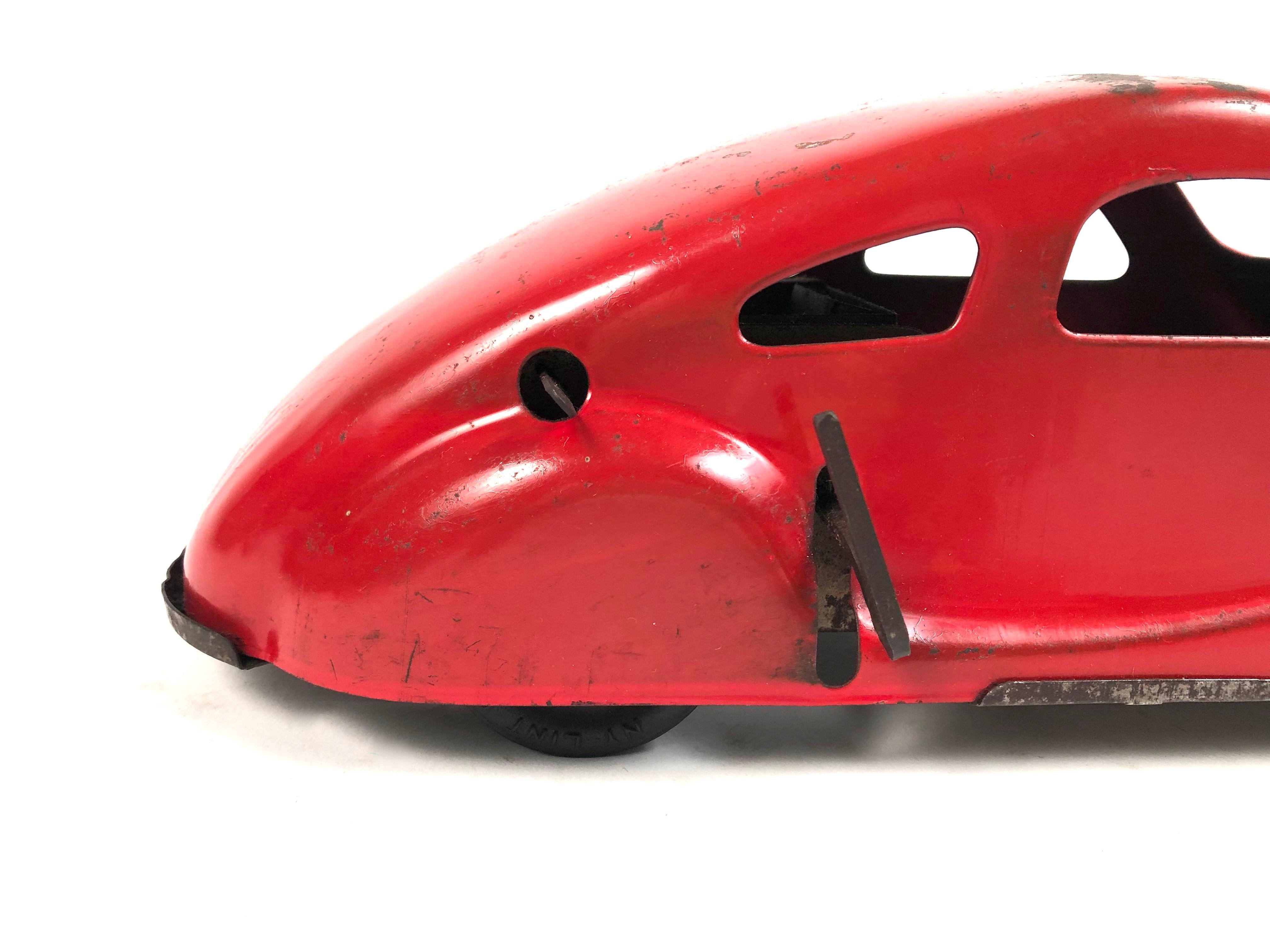 Art Deco 1930s Red Pressed Tin Toy Car