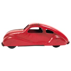 Vintage 1930s Red Pressed Tin Toy Car