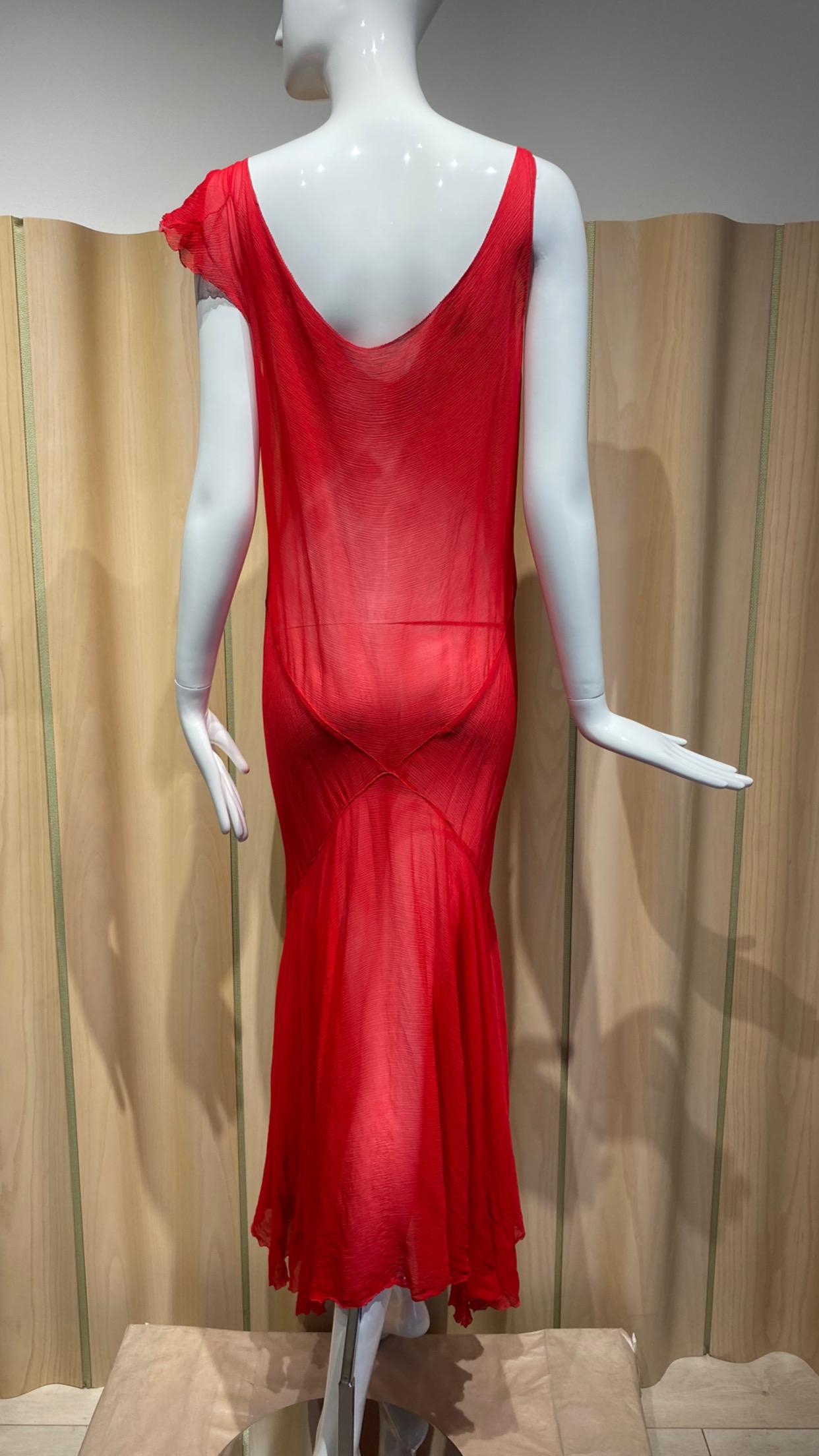 1930s Red Silk Crepe Red Dress 2