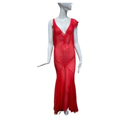 Vintage 1930s Red Silk Crepe Red Dress