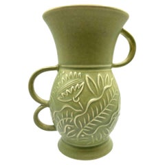 Vase à trois poignées en poterie Red Wing Pottery Art Deco des années 1930