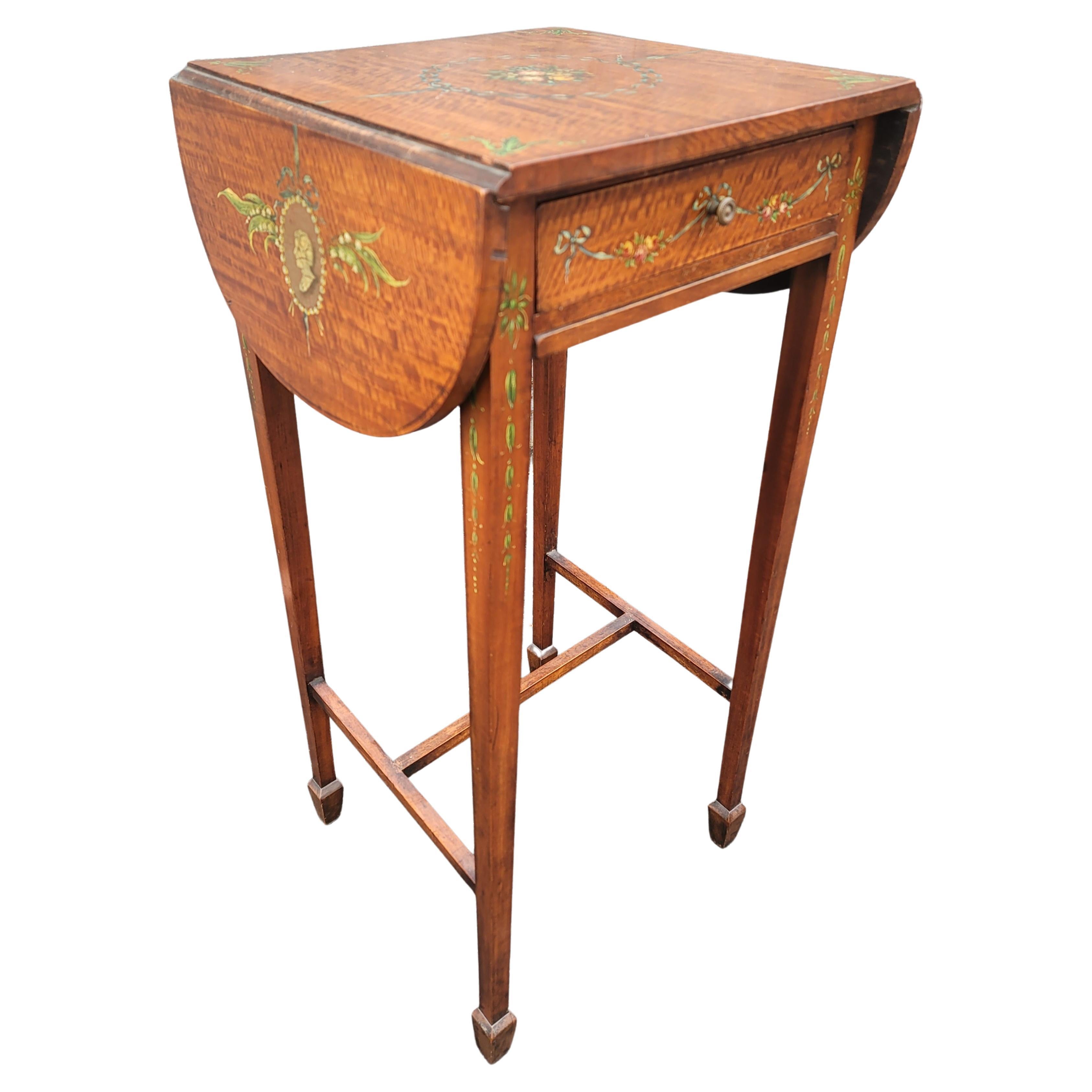 American 1930s Refinished and Hand-Painted Dropleaf Pembroke Table For Sale