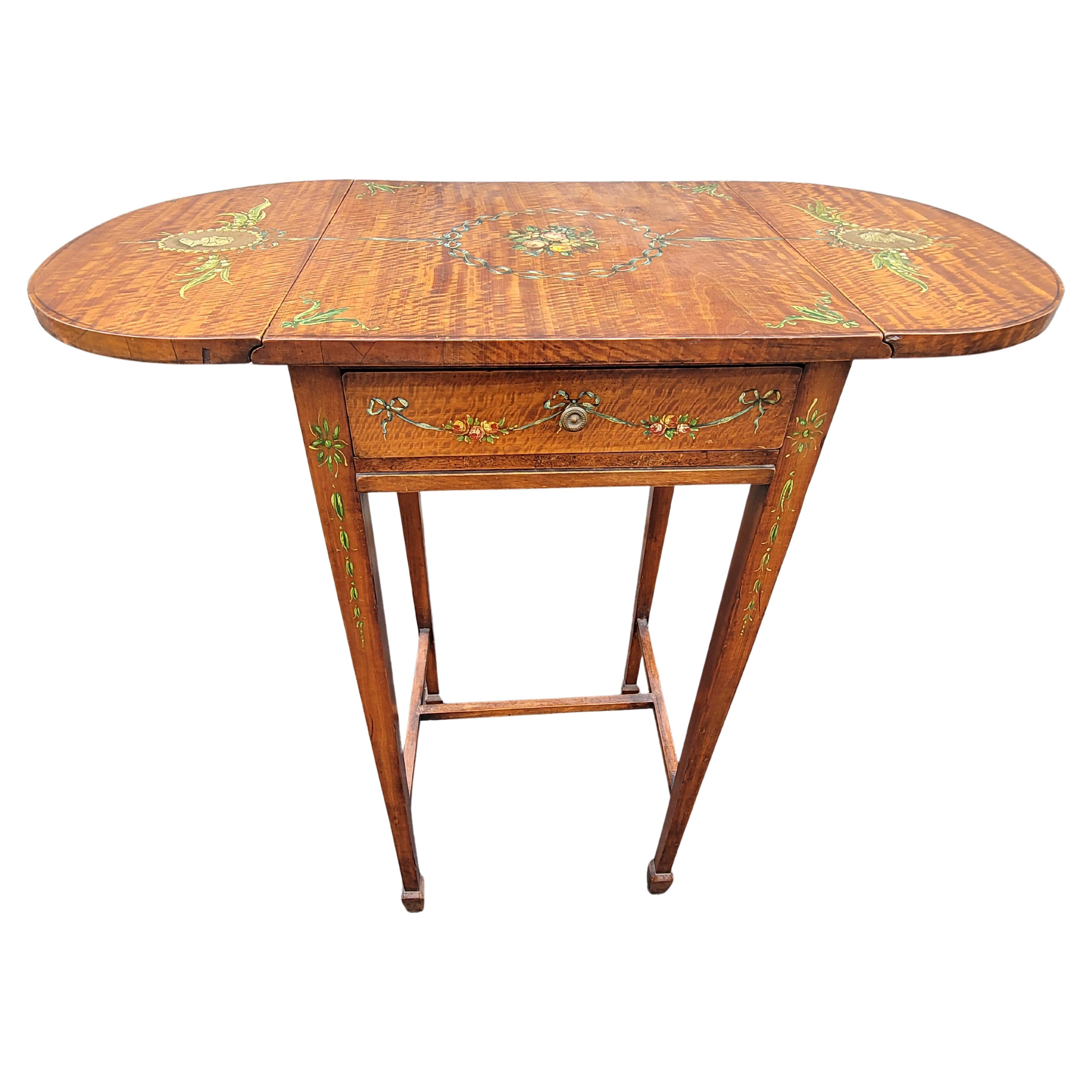 Hardwood 1930s Refinished and Hand-Painted Dropleaf Pembroke Table For Sale