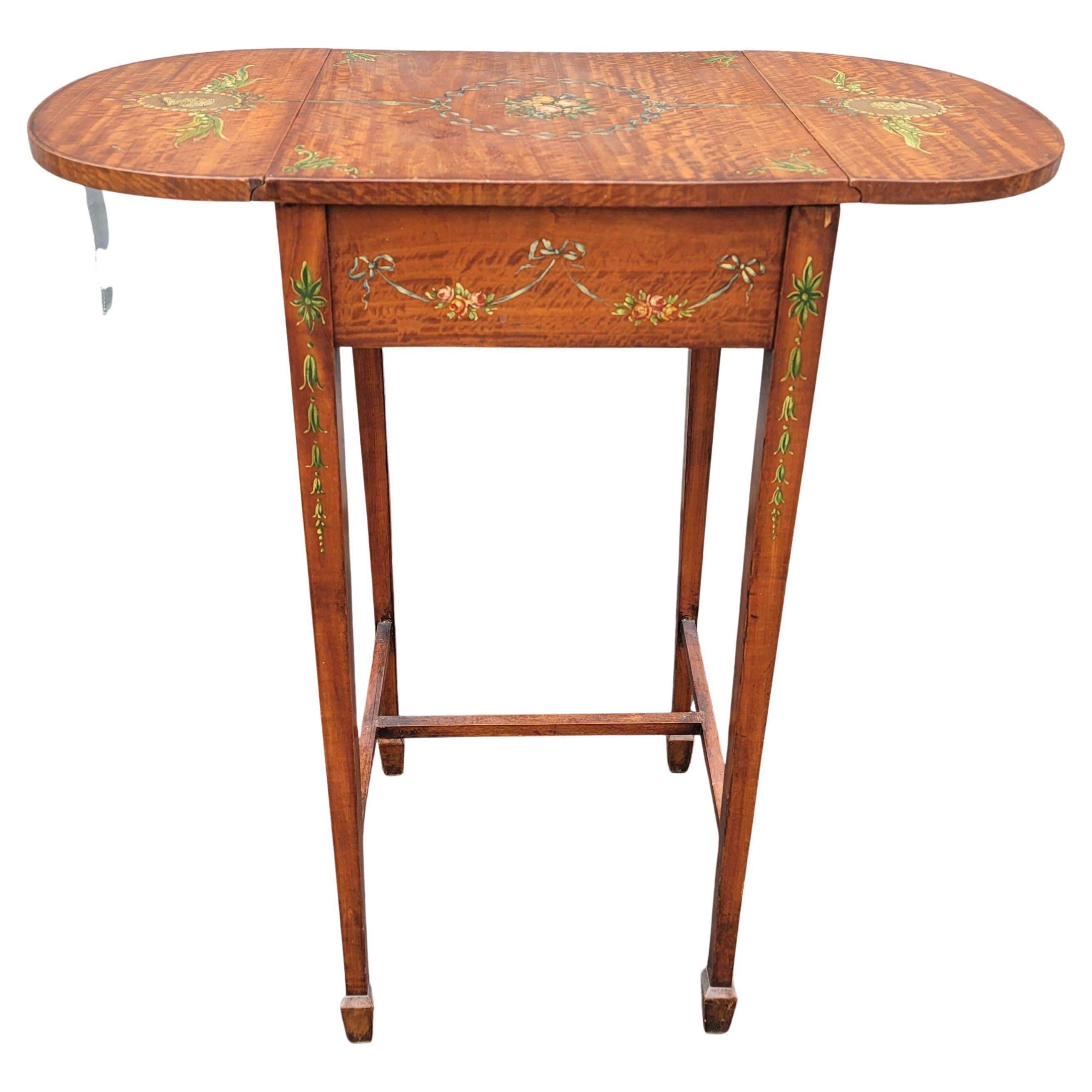 1930s Refinished and Hand-Painted Dropleaf Pembroke Table For Sale 1