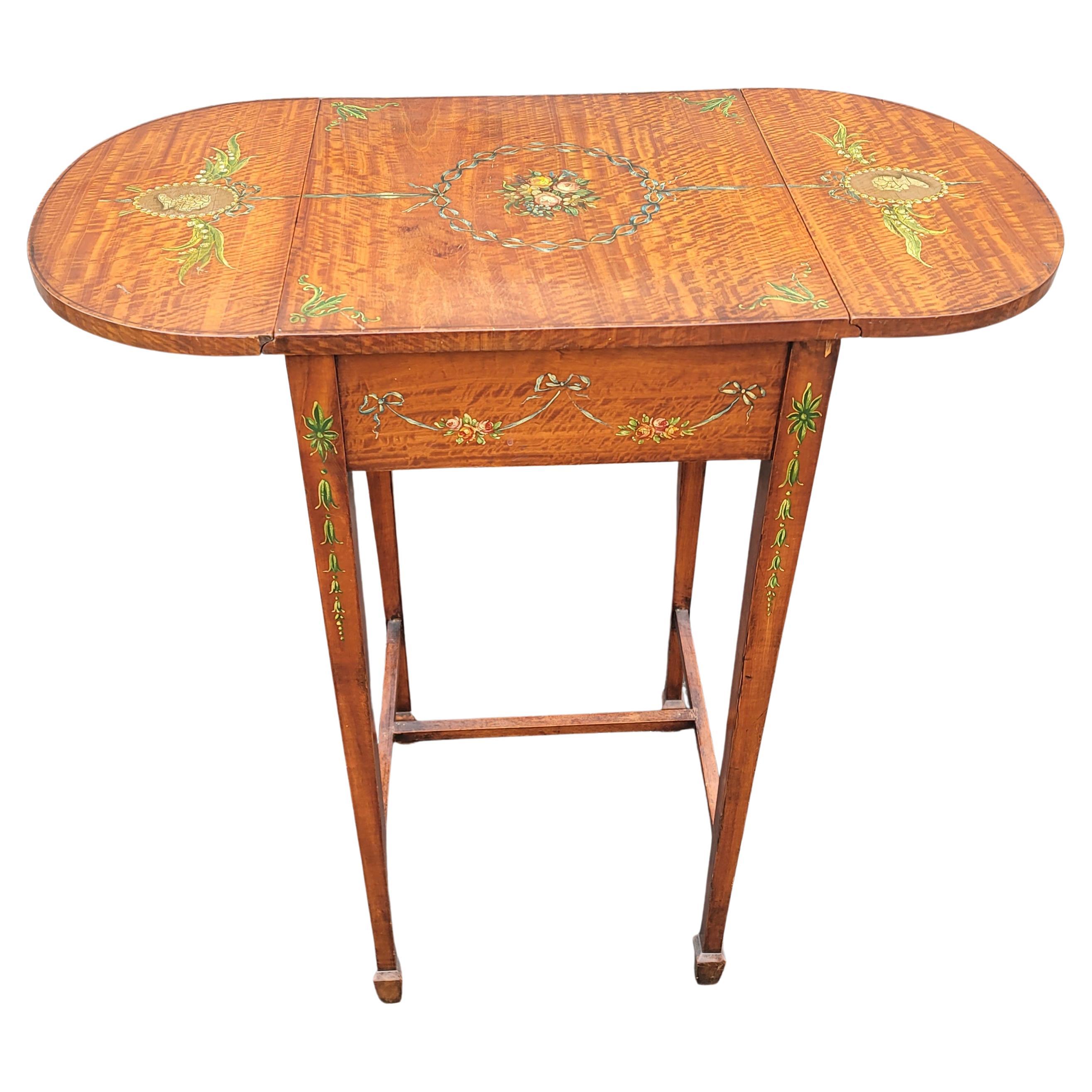 1930s Refinished and Hand-Painted Dropleaf Pembroke Table For Sale 2