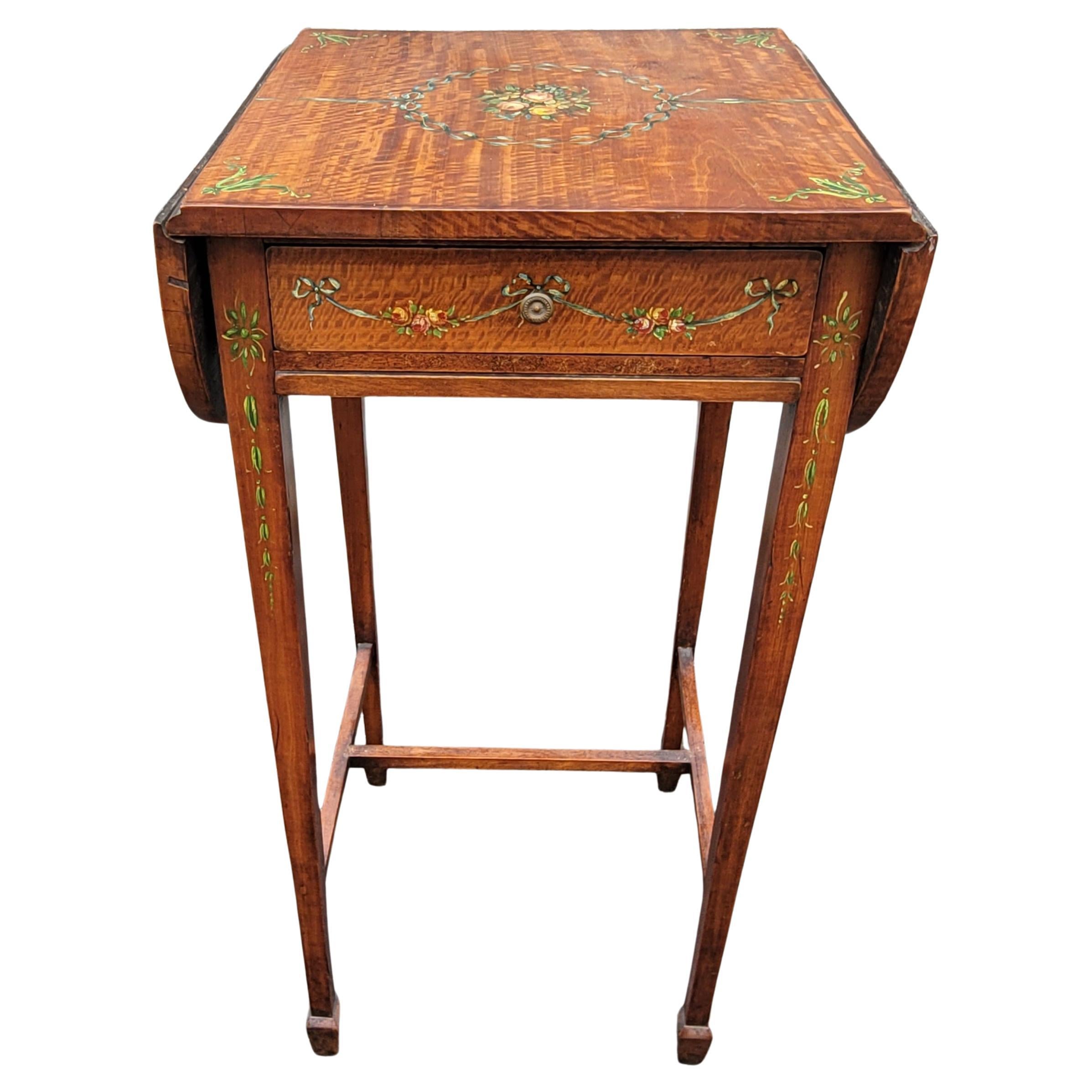 1930s Refinished and Hand-Painted Dropleaf Pembroke Table For Sale