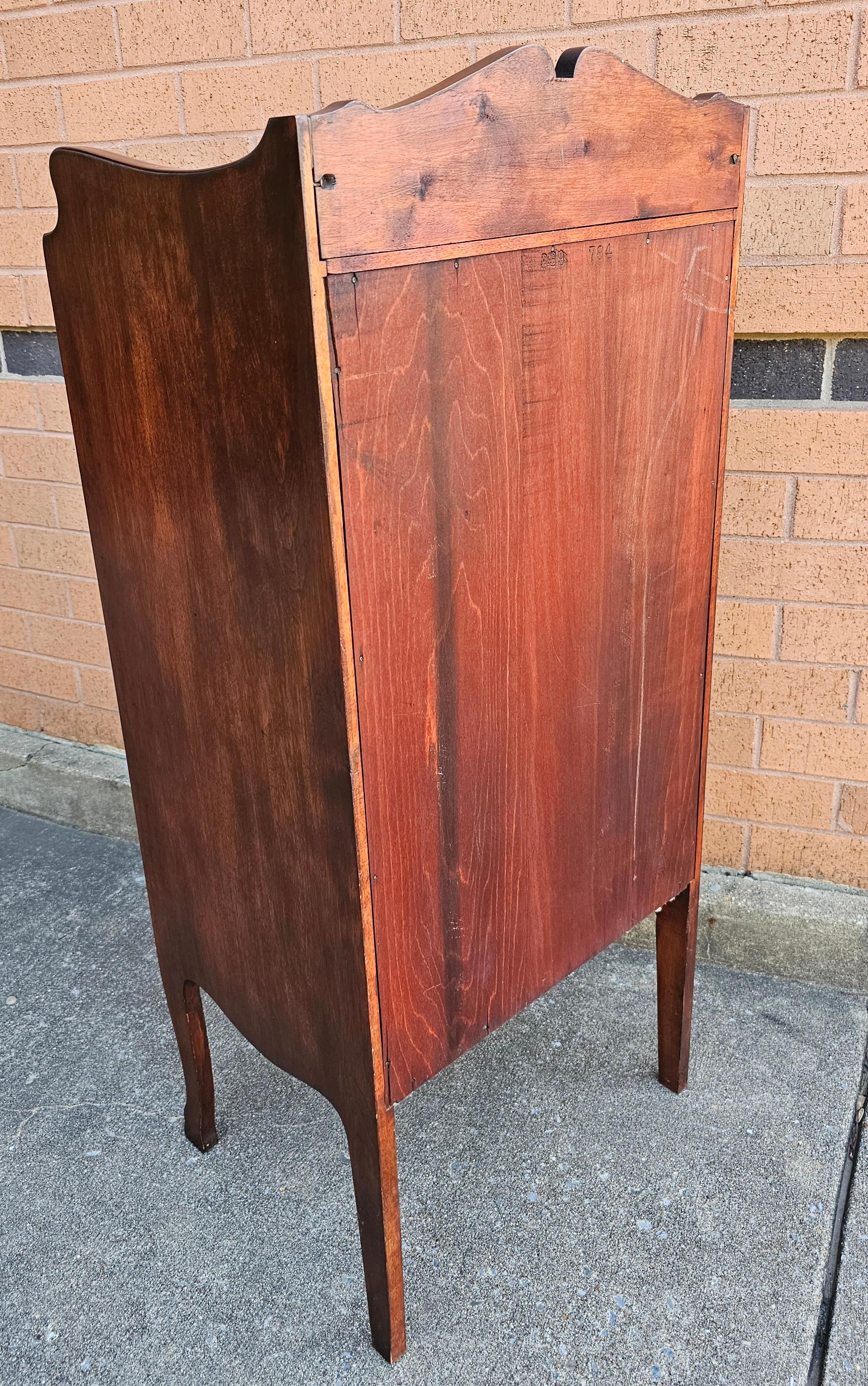 1930s Refinished Edwardian Mahogany and Satinwood Inlaid Sheet Music Cabinet For Sale 8