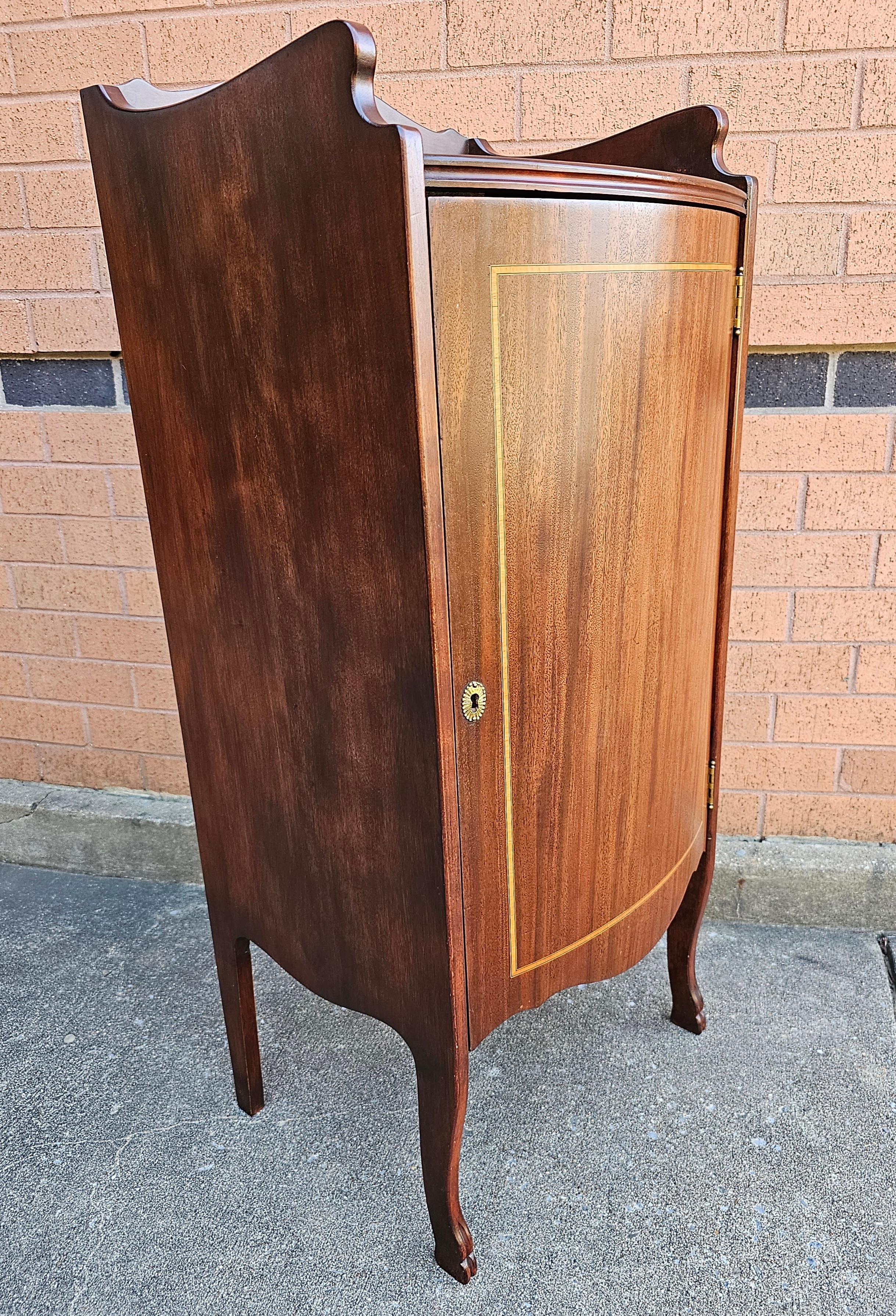 Inlay 1930s Refinished Edwardian Mahogany and Satinwood Inlaid Sheet Music Cabinet For Sale