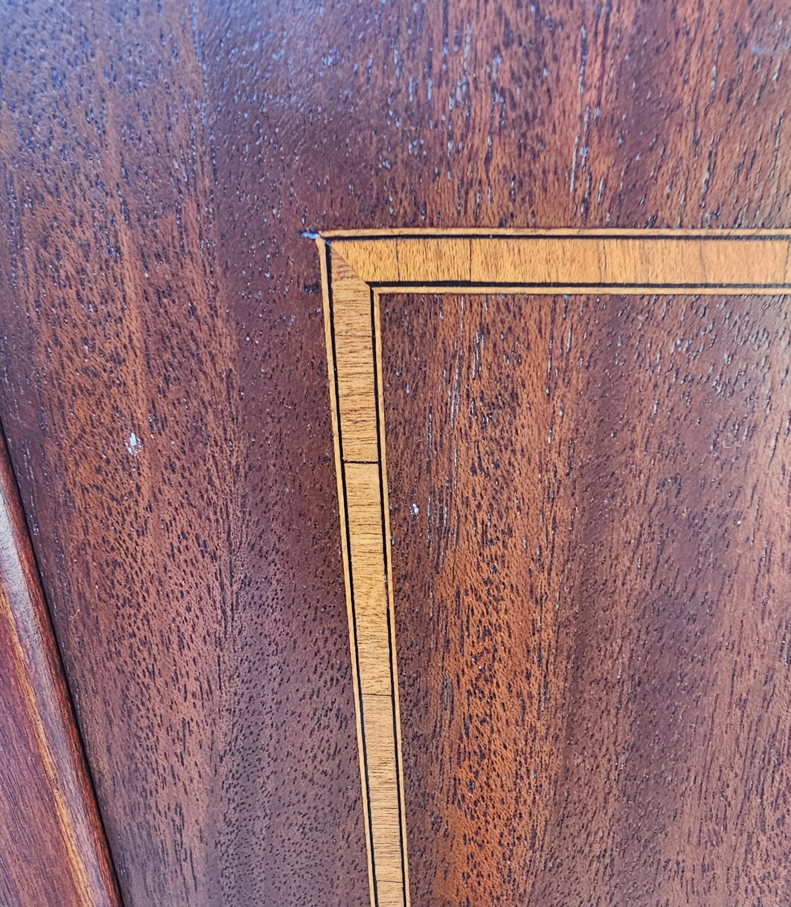 20th Century 1930s Refinished Edwardian Mahogany and Satinwood Inlaid Sheet Music Cabinet For Sale