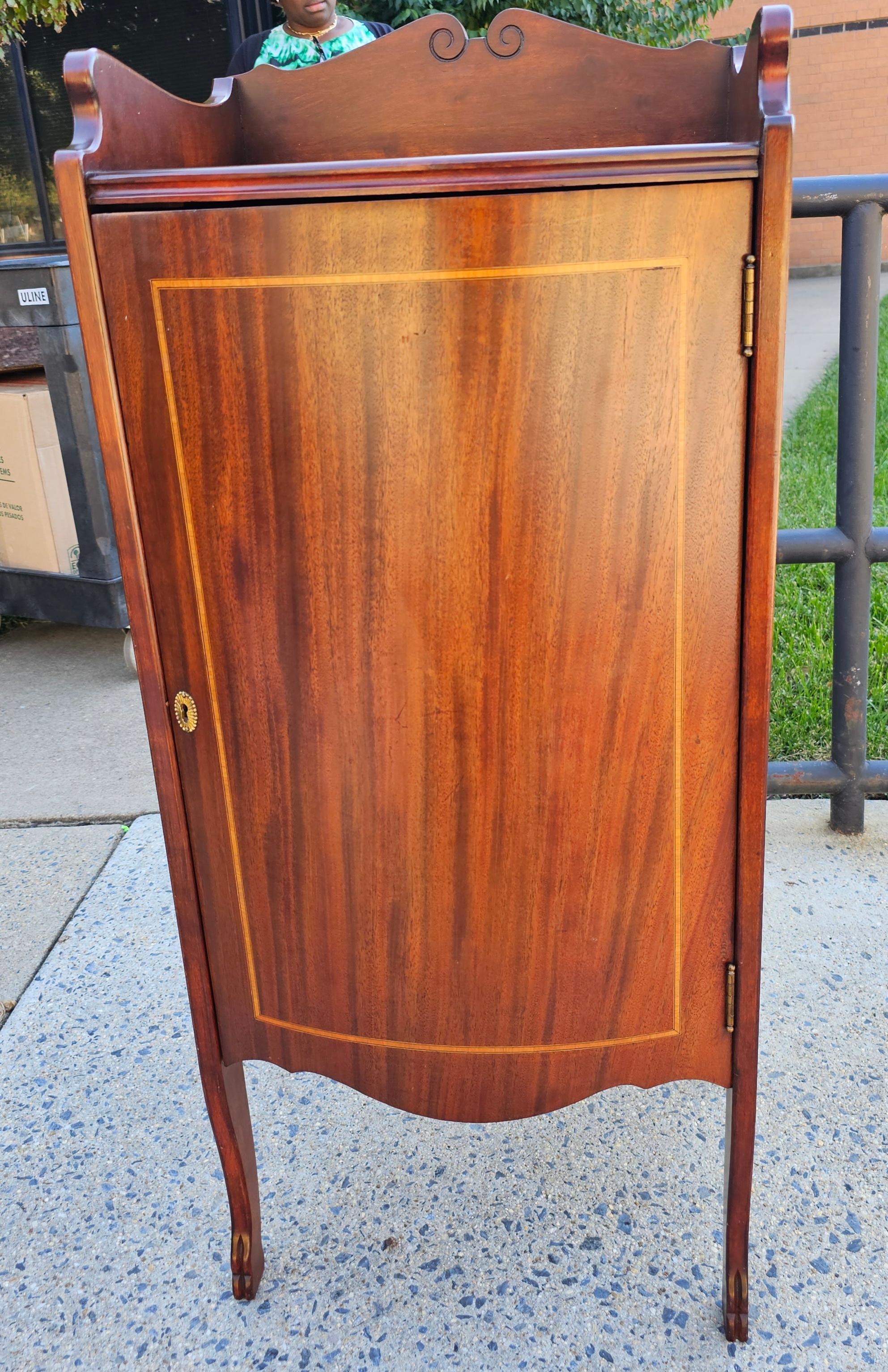 1930s Refinished Edwardian Mahogany and Satinwood Inlaid Sheet Music Cabinet For Sale 1