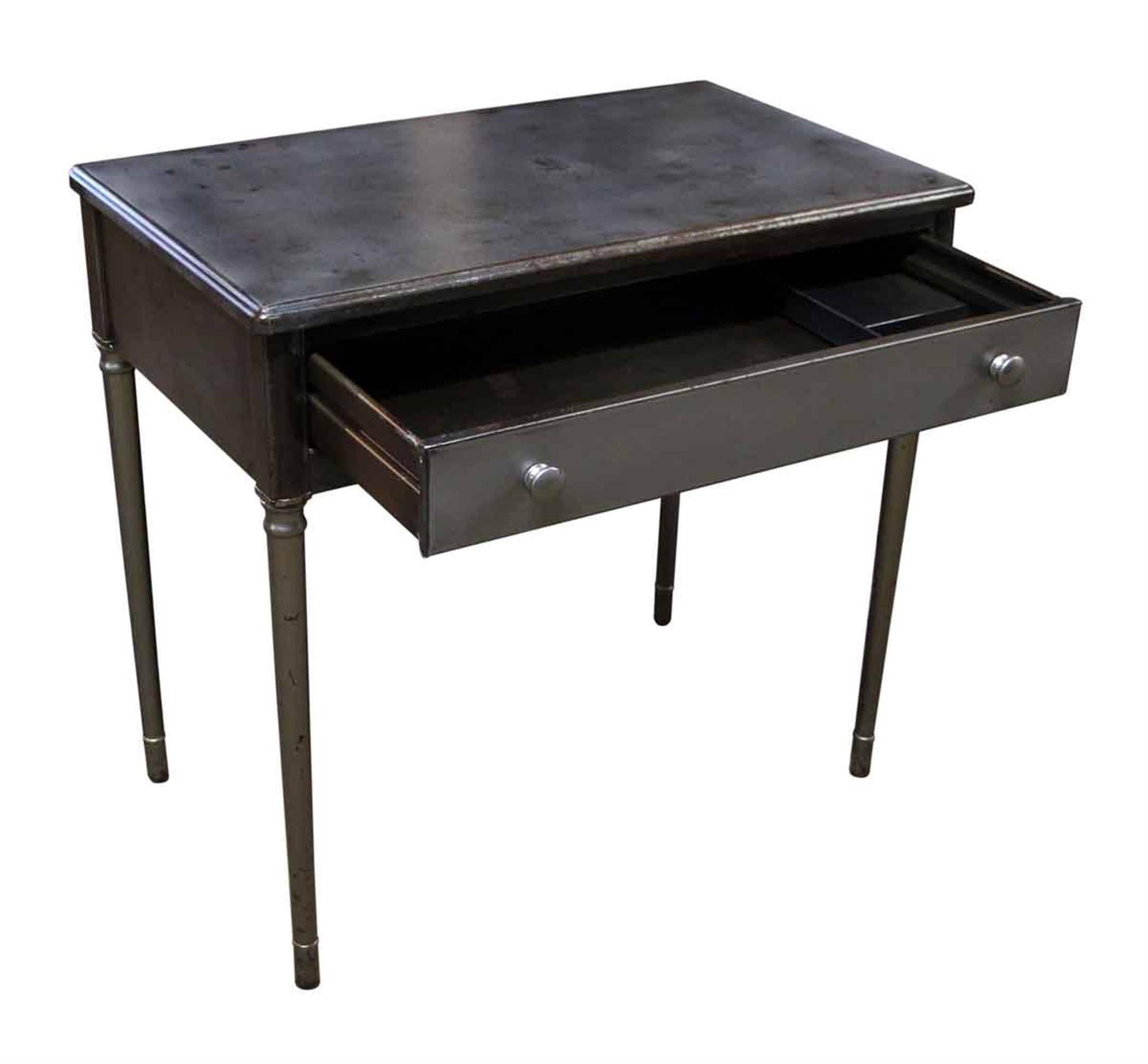 American 1930s Refinished Steel Industrial Desk with One Drawer