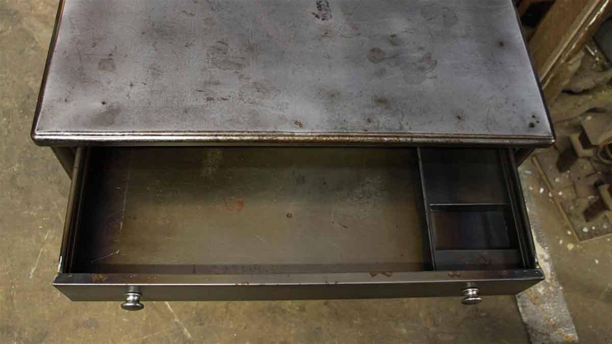 1930s Refinished Steel Industrial Desk with One Drawer In Excellent Condition In New York, NY
