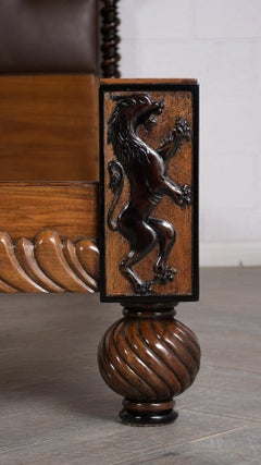 Antique English Regency Carved Walnut King Size Bed