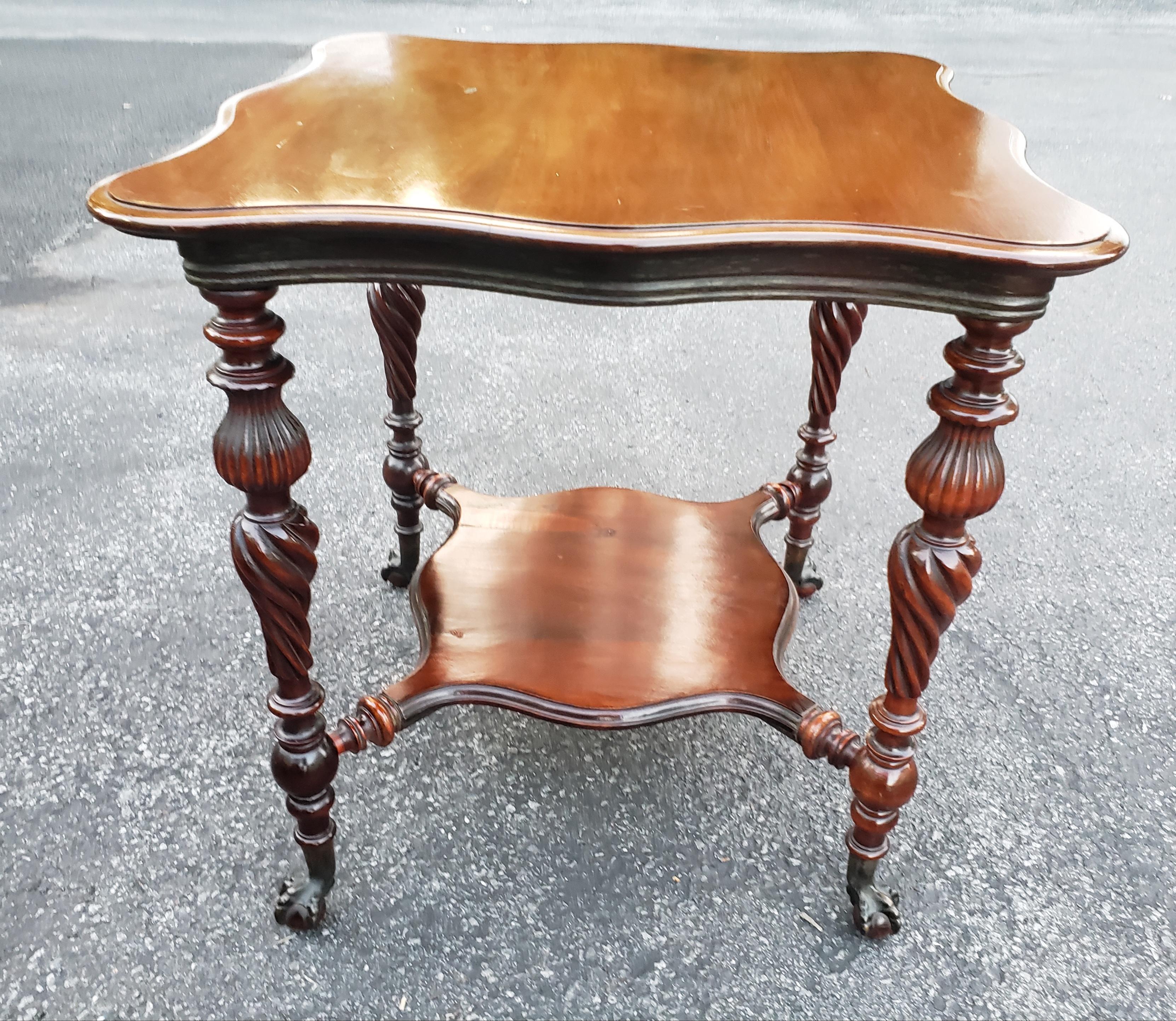 American 1930s Regency Style Mahogany Tiered Tea Table with Ball Claw Feet For Sale