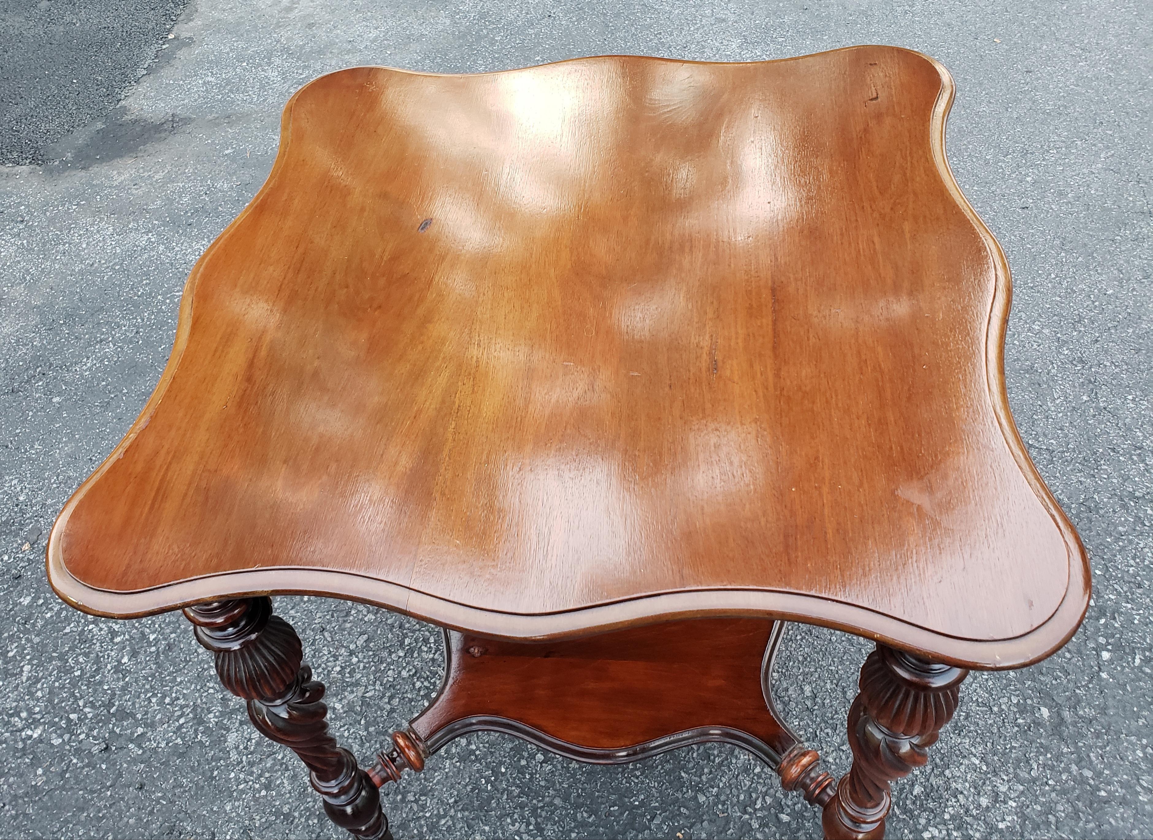 Carved 1930s Regency Style Mahogany Tiered Tea Table with Ball Claw Feet For Sale