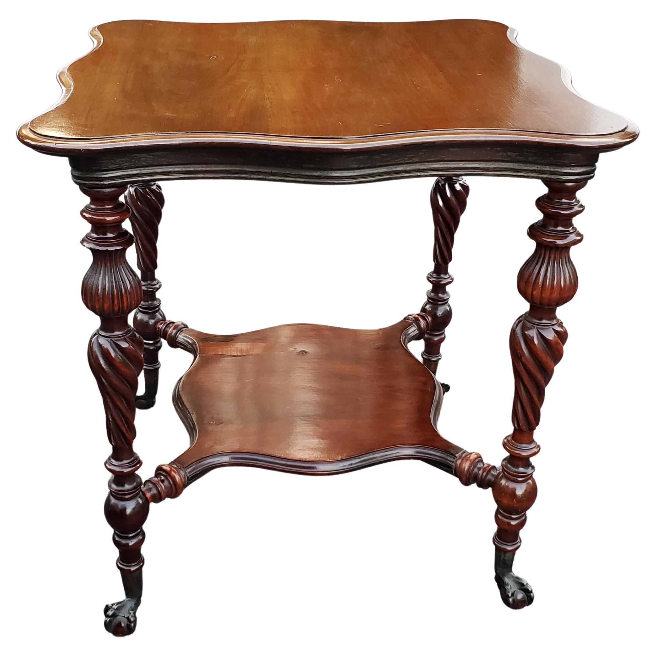 1930s Regency Style Mahogany Tiered Tea Table with Ball Claw Feet For Sale