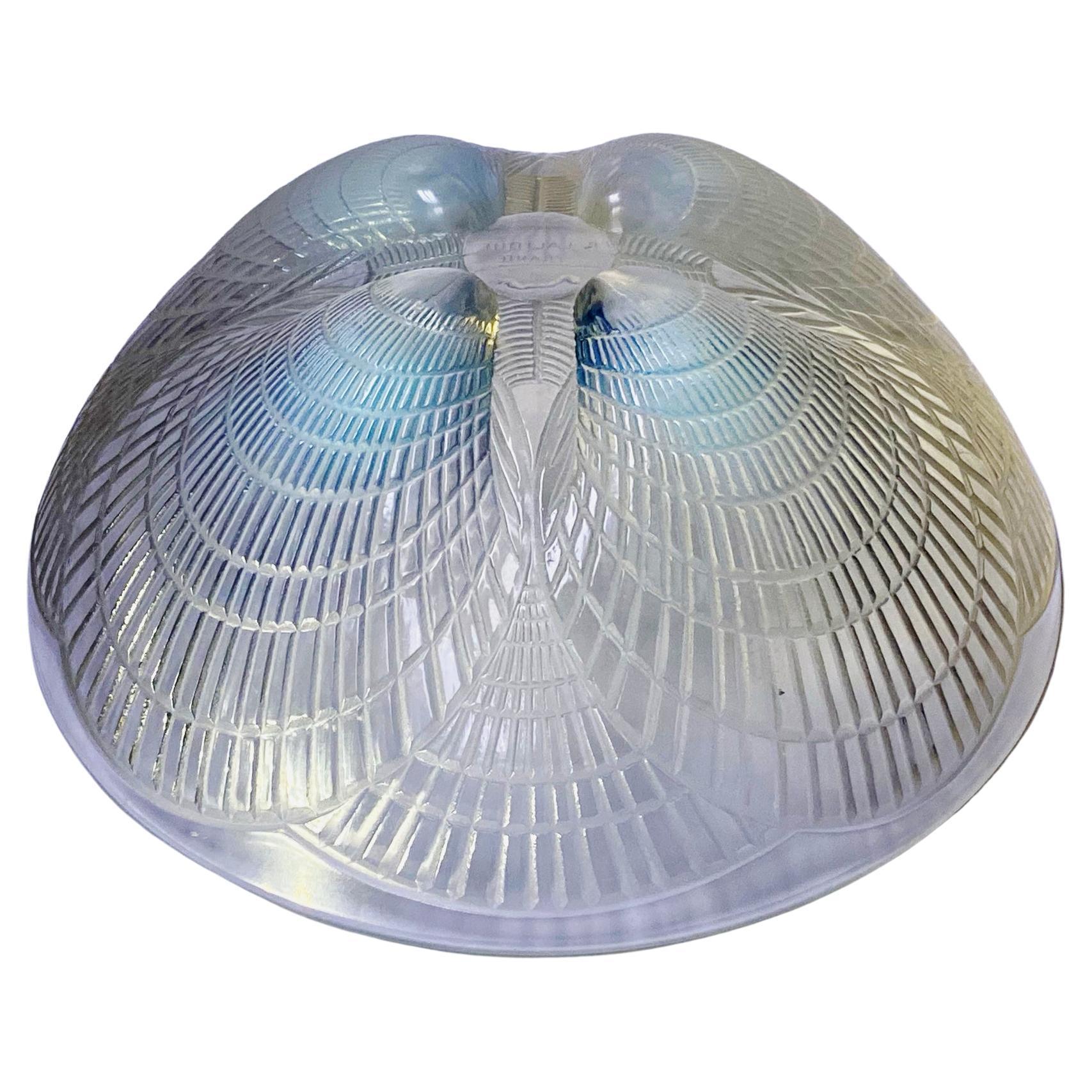 1930's René Lalique opalescent coquilles bowl no 3200. Introduced in 1924 and discontinued in 1947. Eight round seashells decorated with clear, frosted and opalescent glass. Ref: catalogue raisonné de l'oeuvre de Lalique par Félix Marcilhac sous le