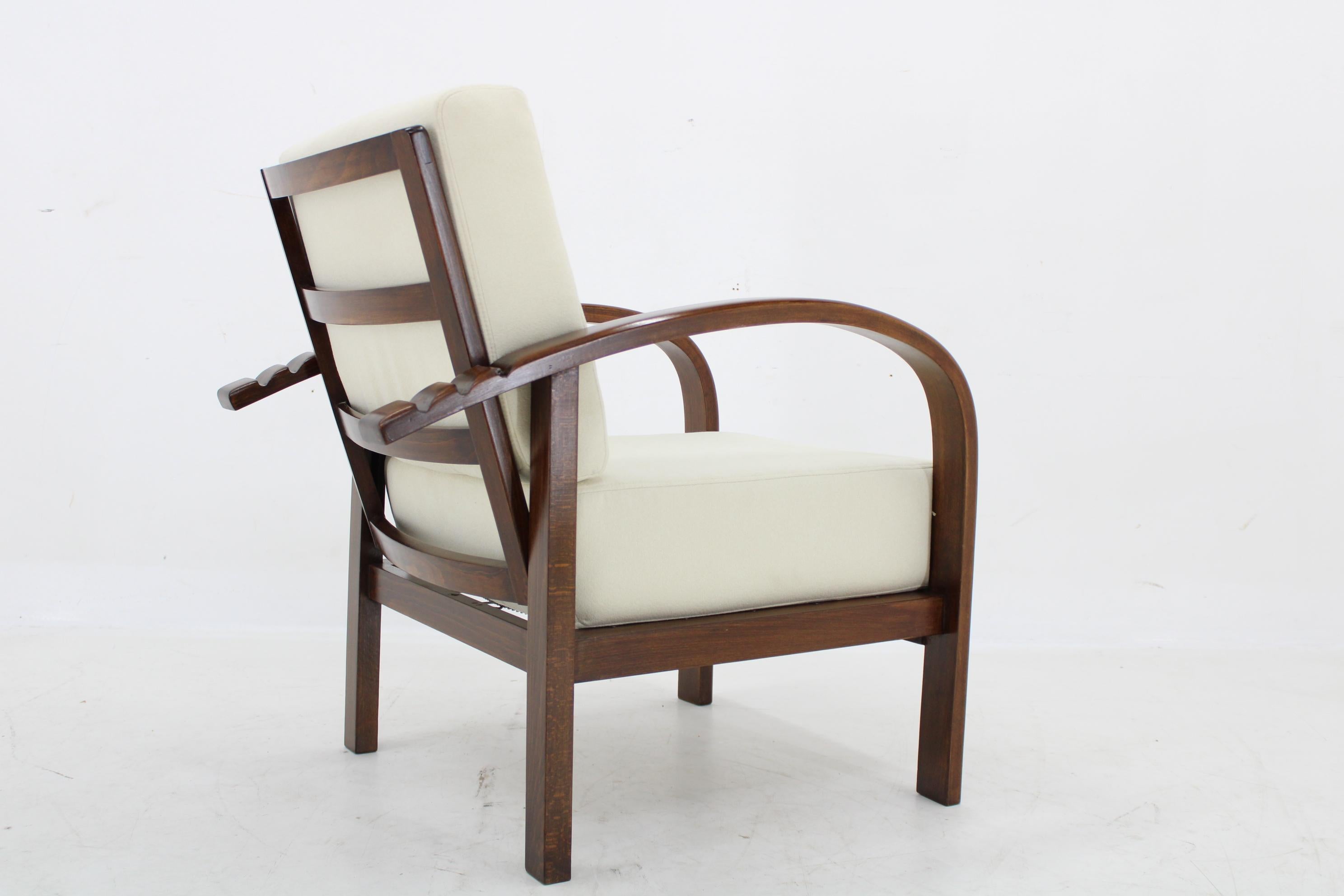 1930s Restored Art Deco Adjustable Armchair by Fischel, Czechoslovakia For Sale 6