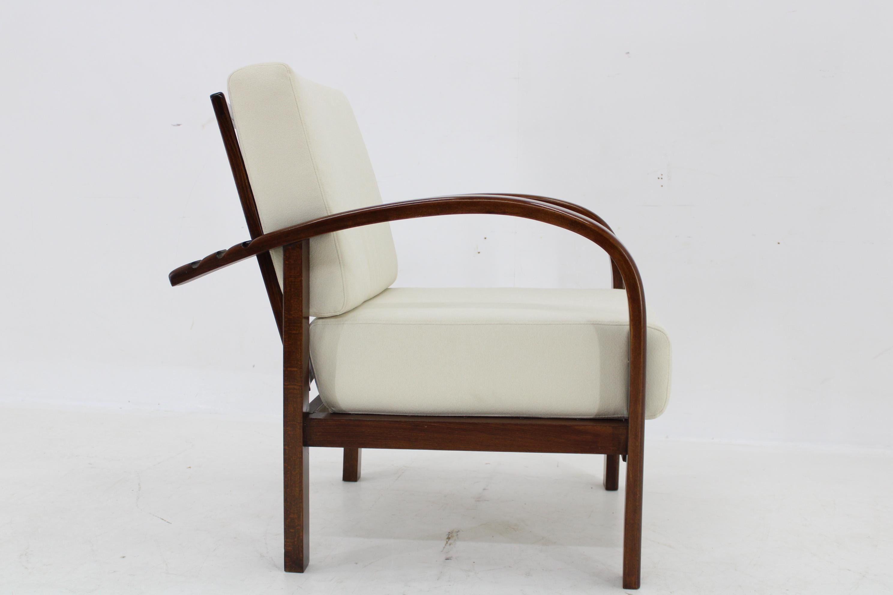 1930s Restored Art Deco Adjustable Armchair by Fischel, Czechoslovakia For Sale 7