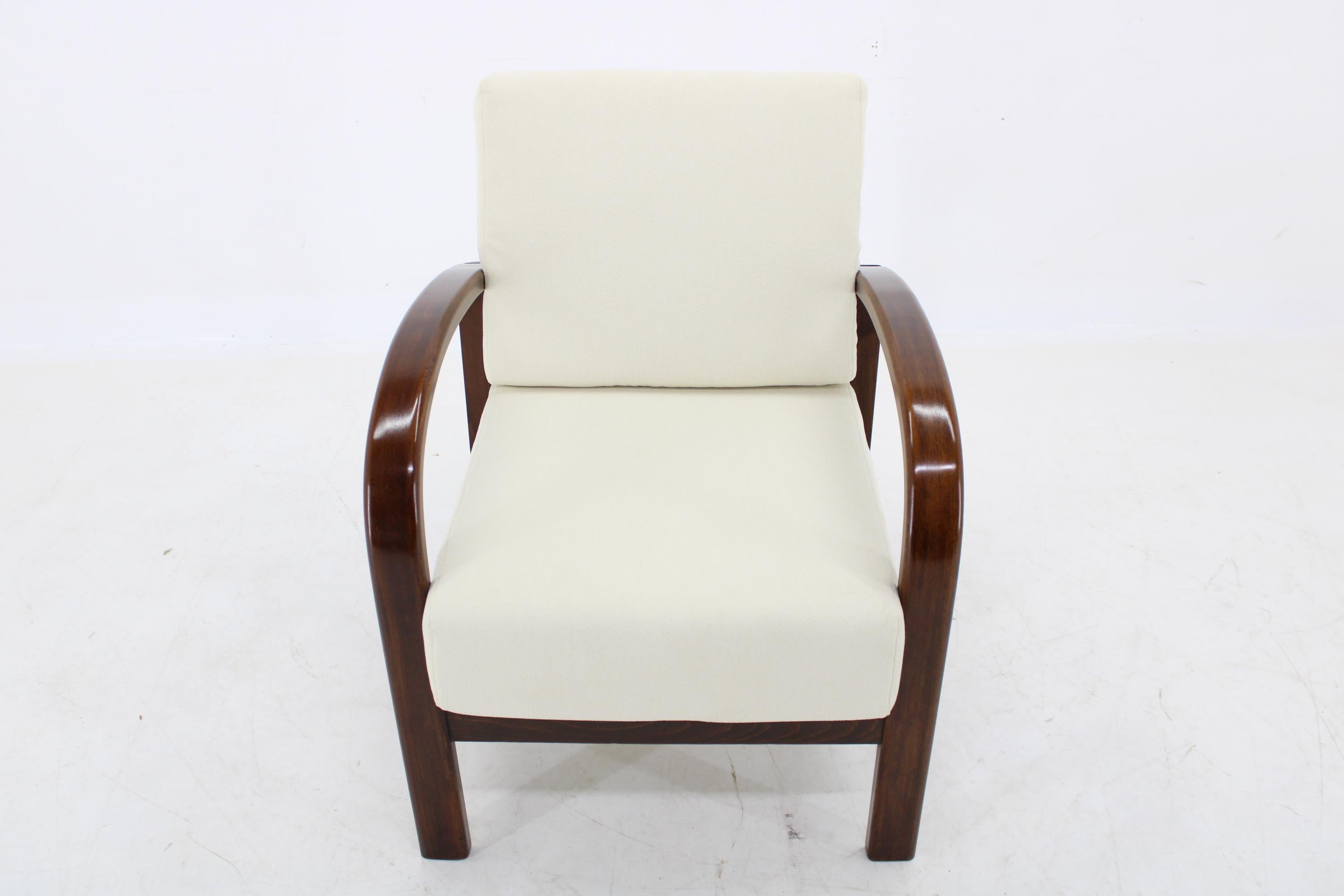 Fabric 1930s Restored Art Deco Adjustable Armchair by Fischel, Czechoslovakia For Sale