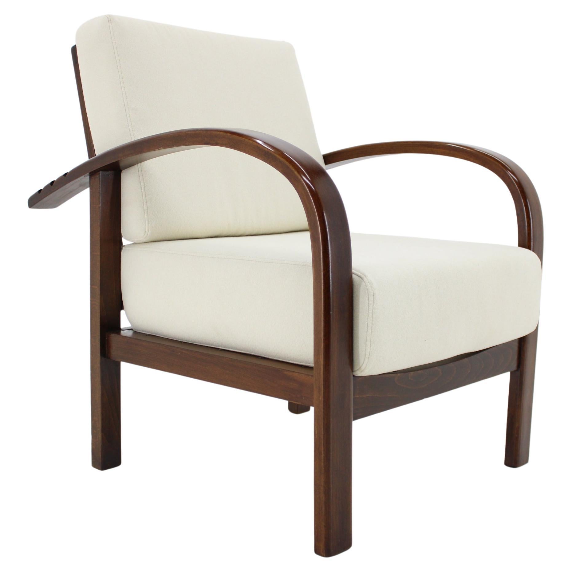 1930s Restored Art Deco Adjustable Armchair by Fischel, Czechoslovakia For Sale