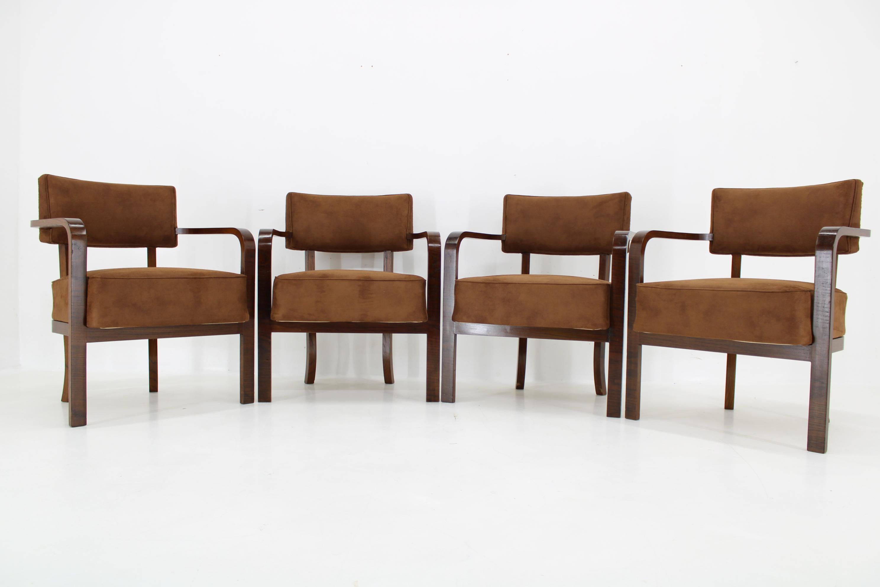 Czech 1930s Restored Art Deco Armchair, up to 4 pieces For Sale