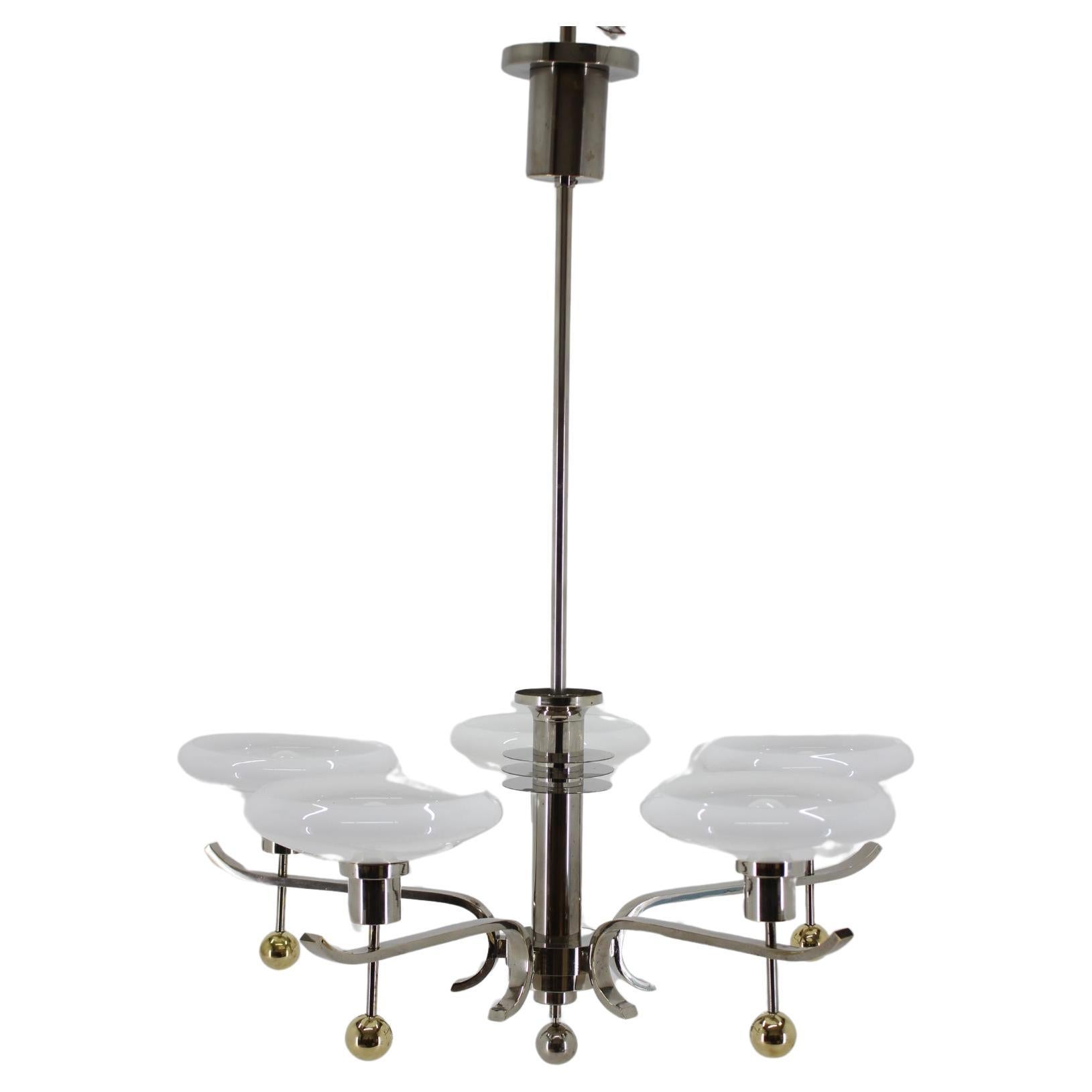 1930s Restored Art Deco Chandelier, Czechoslovakia For Sale