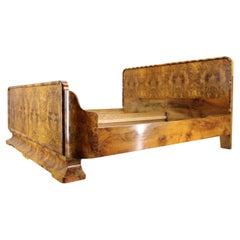 1930s Restored Art Deco Double Bed in Walnut Finish, Czeckoslovakia