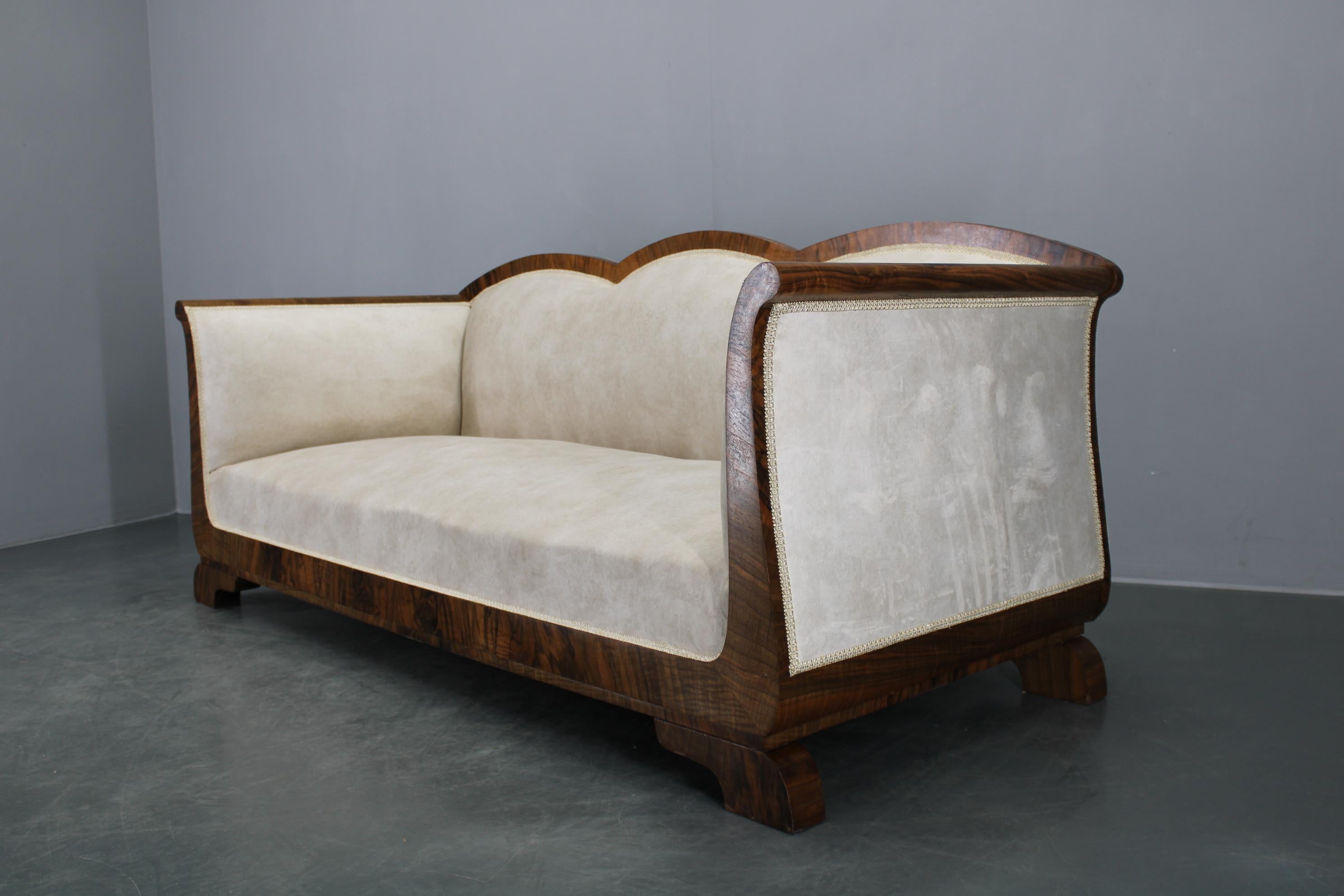 Fabric 1930s Restored Art Deco Sofa, Czechoslovakia For Sale