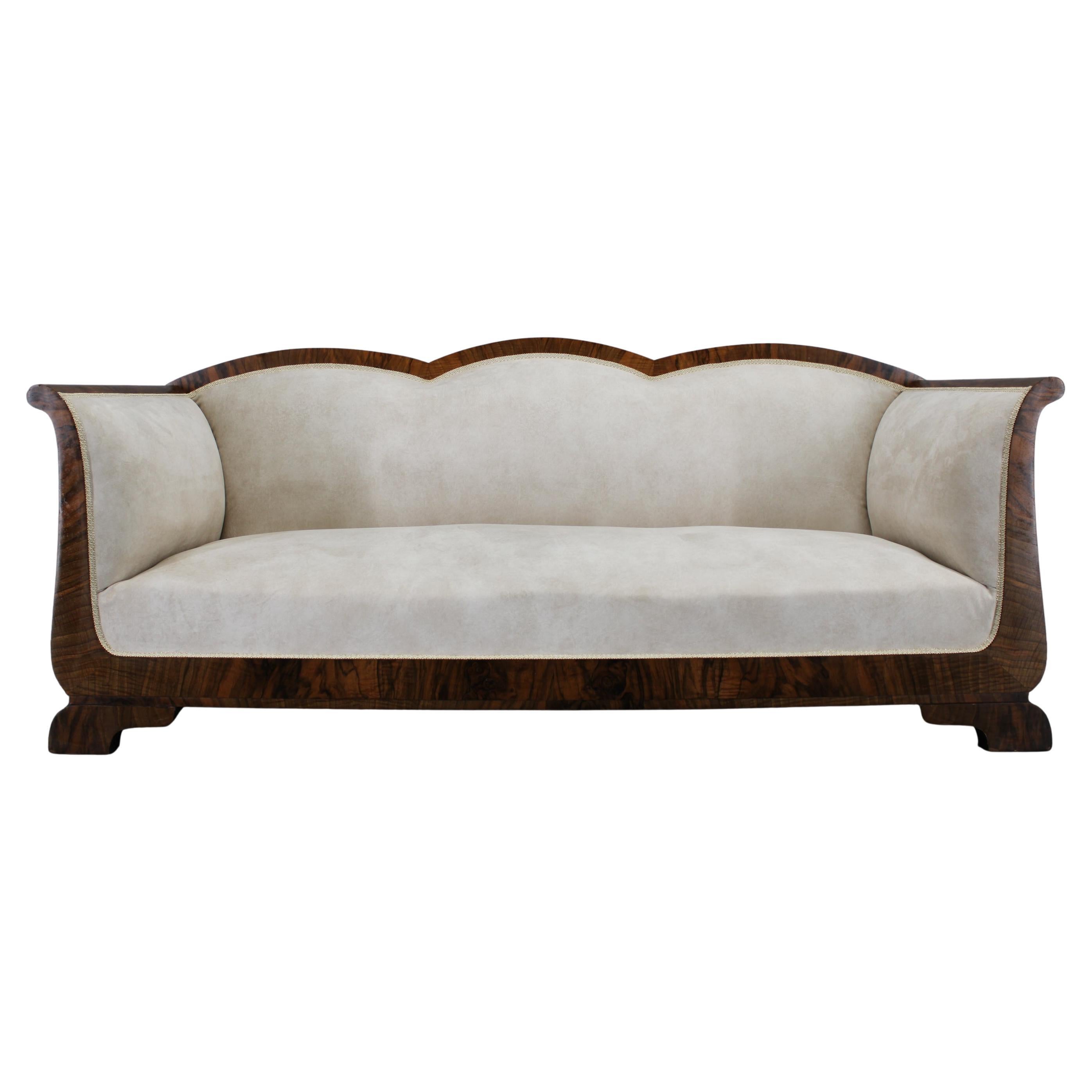 1930s Restored Art Deco Sofa, Czechoslovakia For Sale