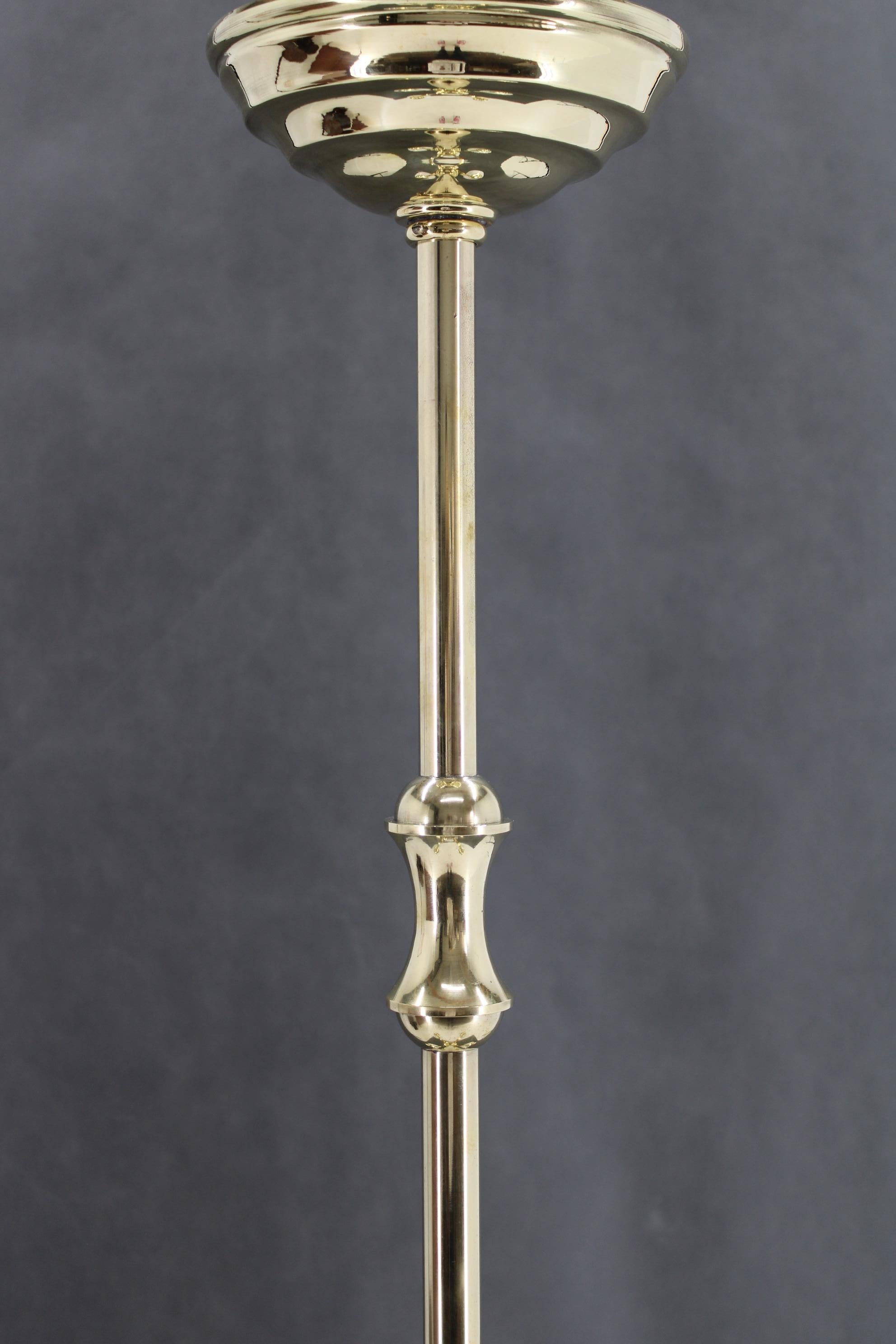 1930s Restored Brass Chandelier, Czechoslovakia For Sale 6