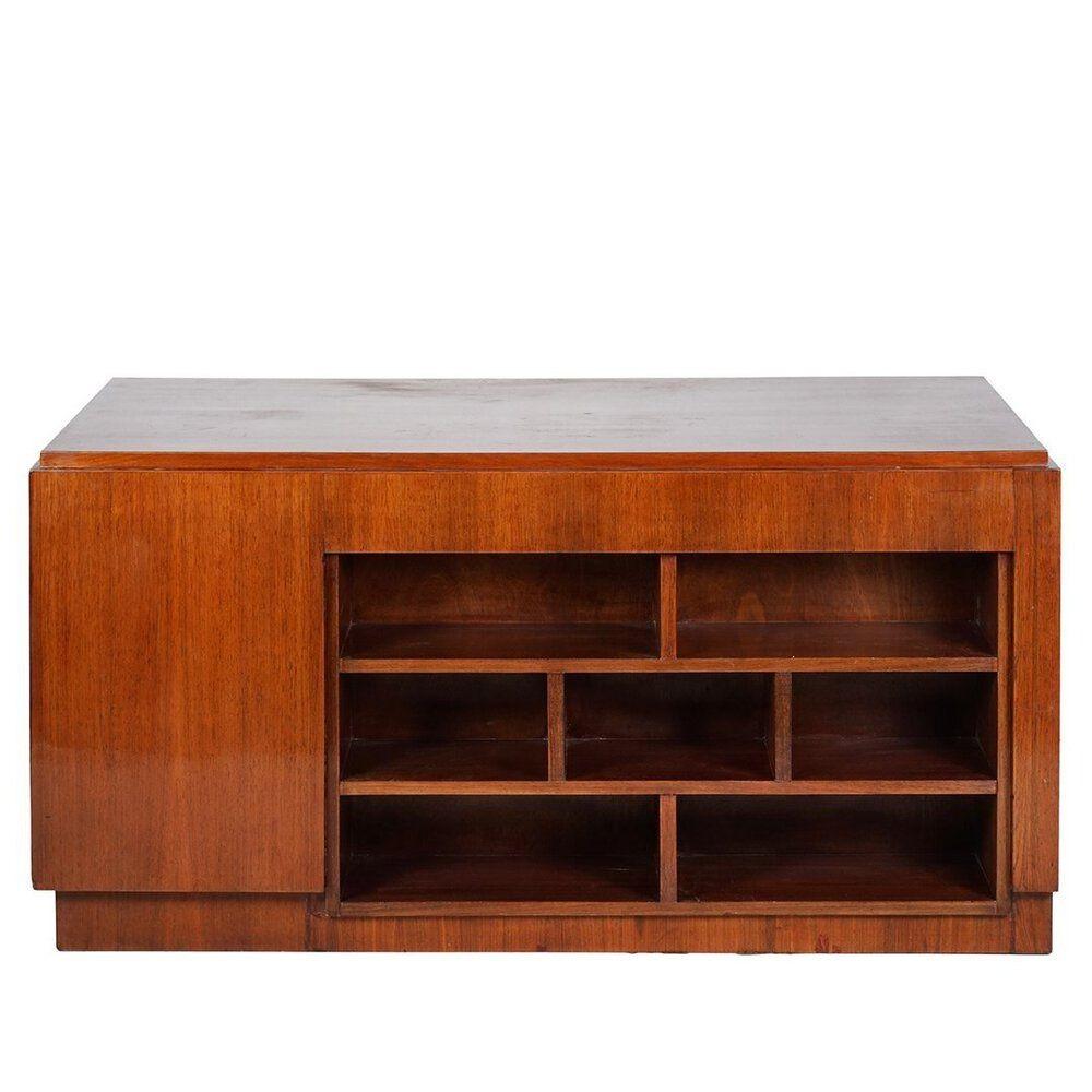 Scrivania direzionale Art Deco francese restaurata degli anni '30 in mogano e cromo con librerie In condizioni ottime in vendita a Van Nuys, CA