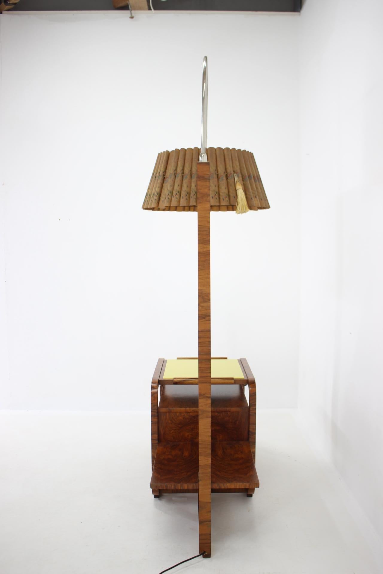Metal 1930s Restored Large Art Deco Floor Lamp, Czechoslovakia For Sale