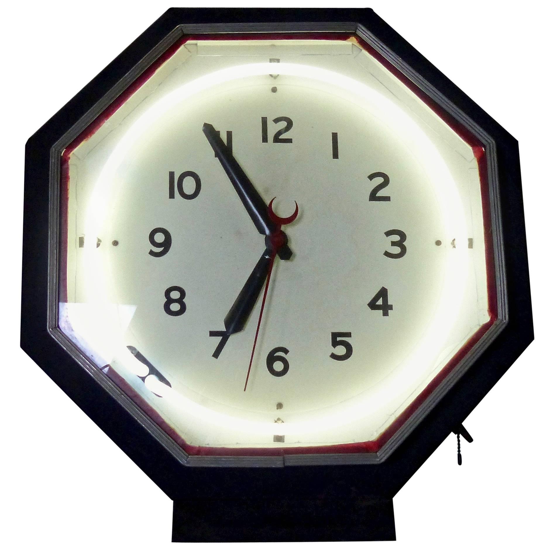 extra large seconds hand 1/2 moon with offset vintsge clock electric neon wall 