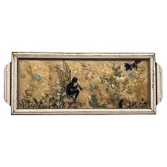 1930s Reversed Painted Fairy Silhouette Framed Artwork by Mary Fisher
