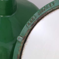 1930s REVO British Industrial Green Vitreous Enamel Pendant Light