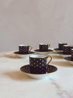 1930s Richard Ginori Navy and Gold Star 14 piece Coffee Set
