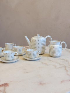 1930s Richard Ginori White and Gold Spot Coffee Service