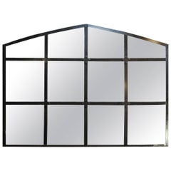 1930s Riveted French Iron Factory Window Mirror